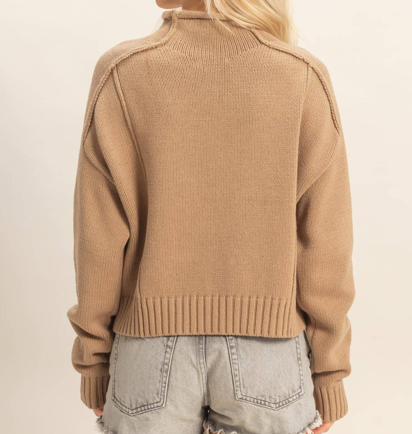 MOCK NECK RIBBED SWEATER
