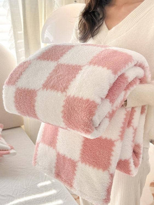 Home Coral Color Block Fleece Soft Blanket SKABL4090 - XL Pink - MaeSor Boutique