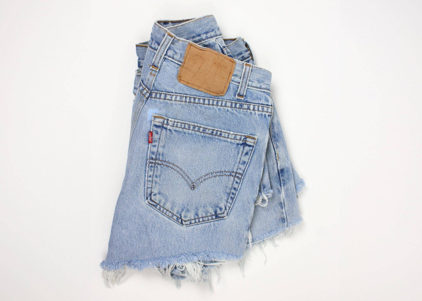 Low-Rise Upcycled Denim Shorts - - MaeSor Boutique