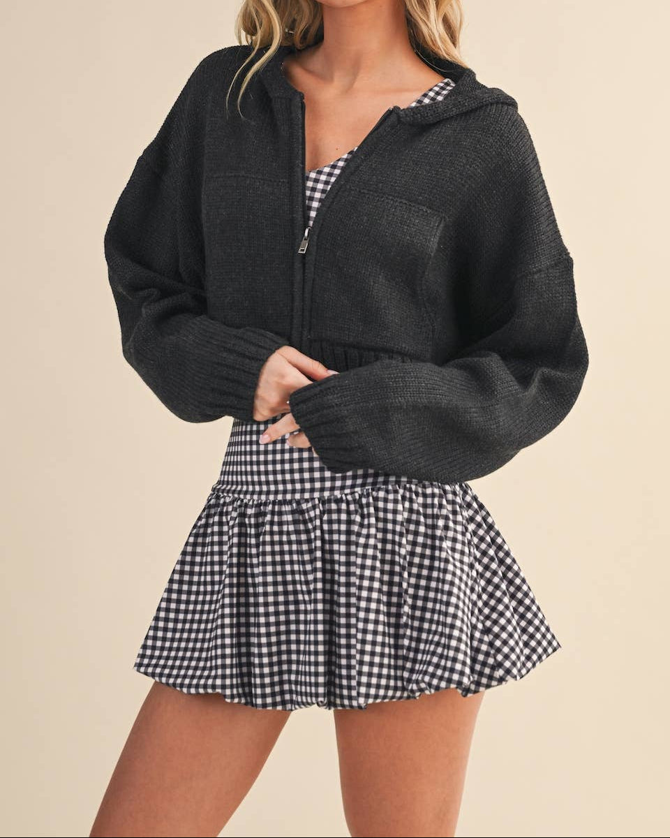 Knit Zip Up Hoodie Sweater - - MaeSor Boutique