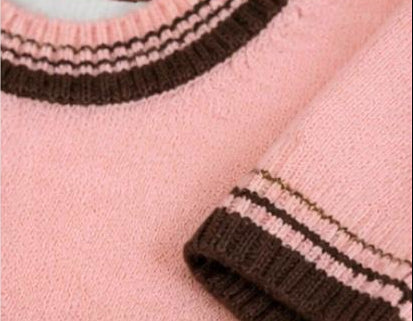 Cocoa Trim Blush Knit Sweater