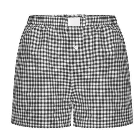 Retro Plaid Casual High Waisted Loose Shorts - Black - MaeSor Boutique