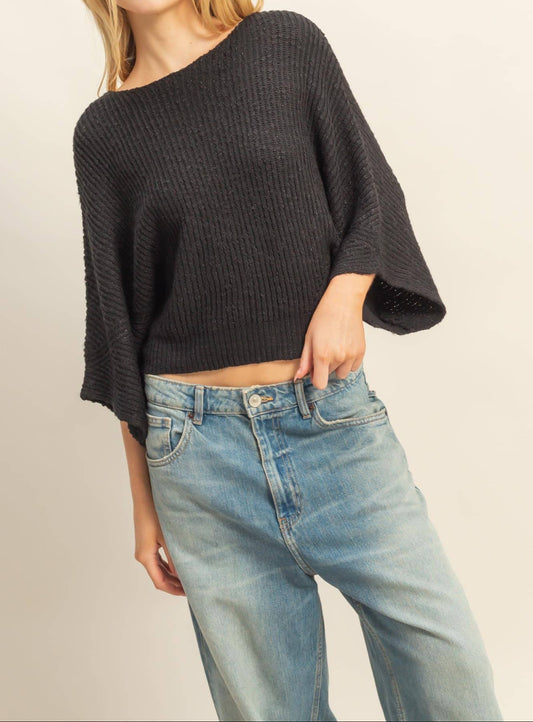 BOAT NECK KNIT SWEATER