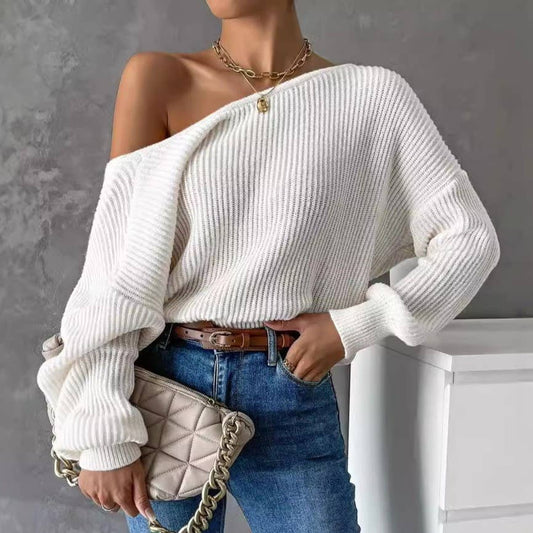 FASHION SLOUCHY TWIST BACKLESS KNITTED SWEATER