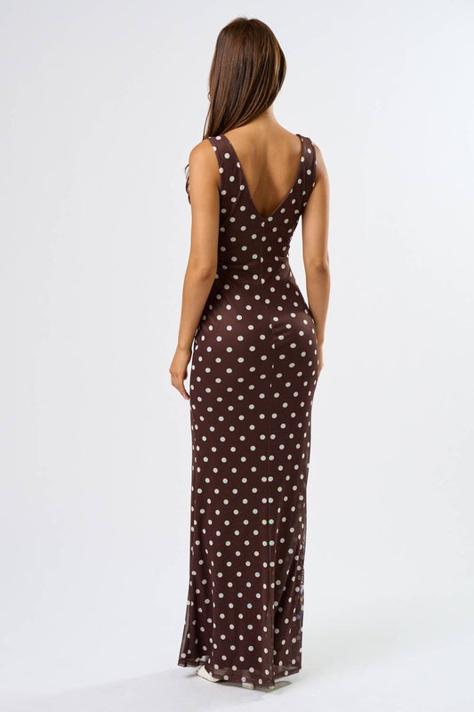 Chic Mesh Polka Dot Maxi Dress - - MaeSor Boutique