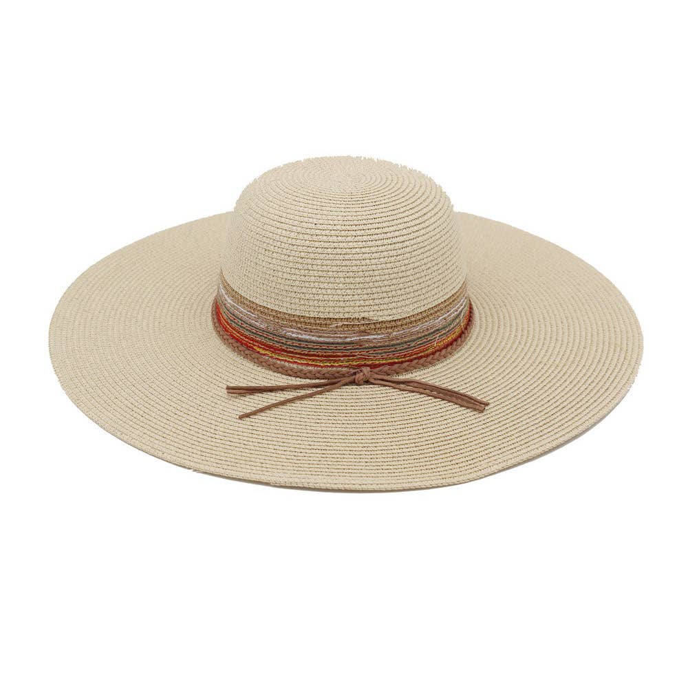 Multiple Stripes Wide Brim Straw Hat