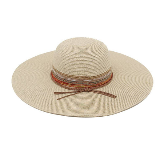 Multiple Stripes Wide Brim Straw Hat