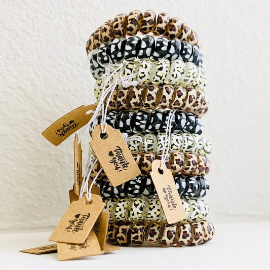 Leopard Print Telephone Cord Hair Coils