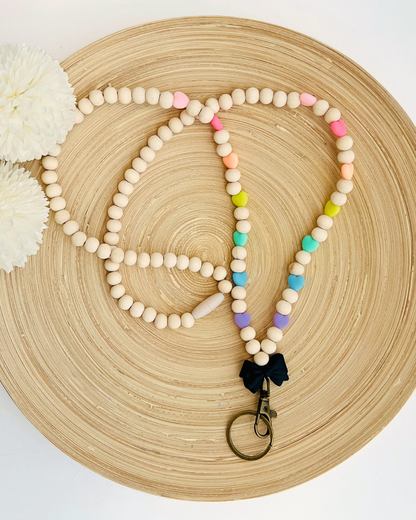 Bow Beaded Lanyard with Hearts