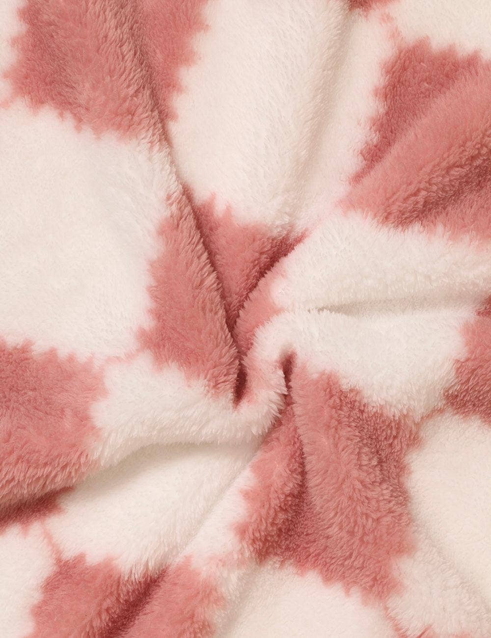 Home Coral Color Block Fleece Soft Blanket SKABL4090 - - MaeSor Boutique