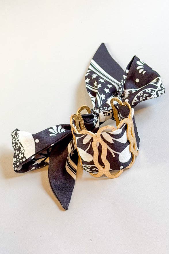 Beth Scarf Cuff Bracelet With Scarf - Beth Black - MaeSor Boutique