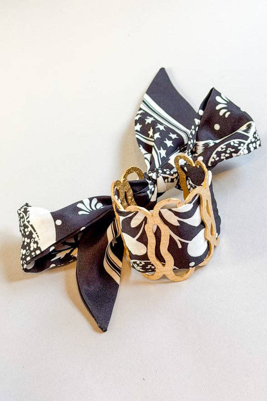 Beth Scarf Cuff Bracelet With Scarf - Beth Black - MaeSor Boutique