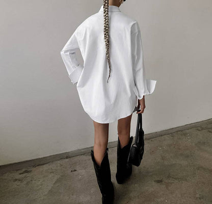 WHITE LAPEL COLLAR BOTTON DOWN FIT DAILY SHIRT