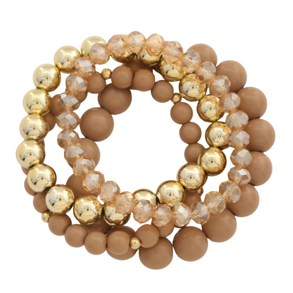 Mixed Metal Bead Bracelet Set By Joia Accessories