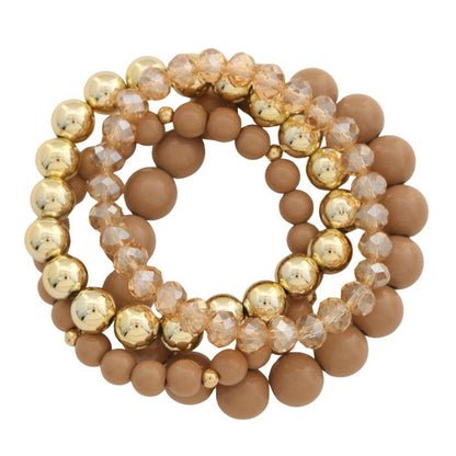 Mixed Metal Bead Bracelet Set By Joia Accessories
