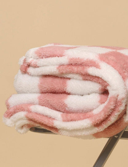 Home Coral Color Block Fleece Soft Blanket SKABL4090 - - MaeSor Boutique
