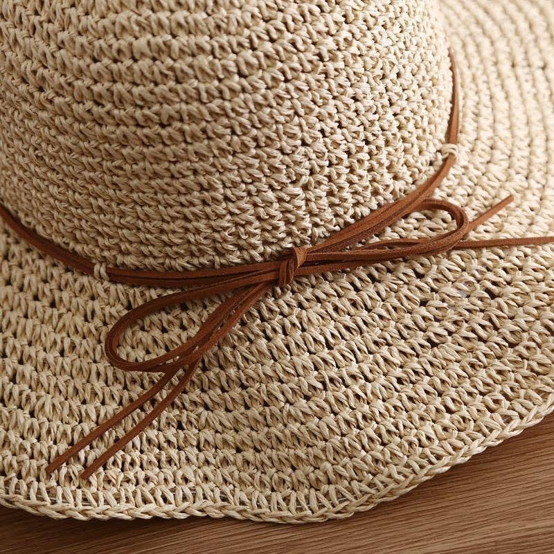 Retro Wide Brim Bow Tie Sun Hat