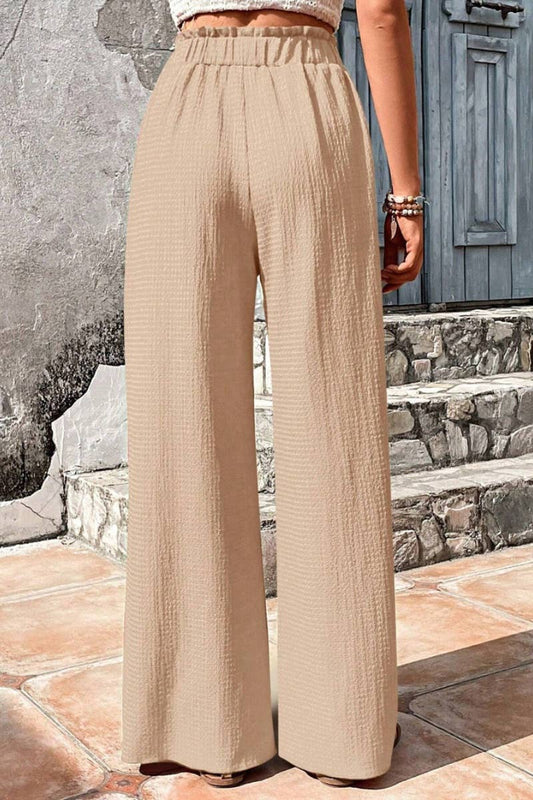 Casual Bubble Plaid Wide Leg Pants - - MaeSor Boutique