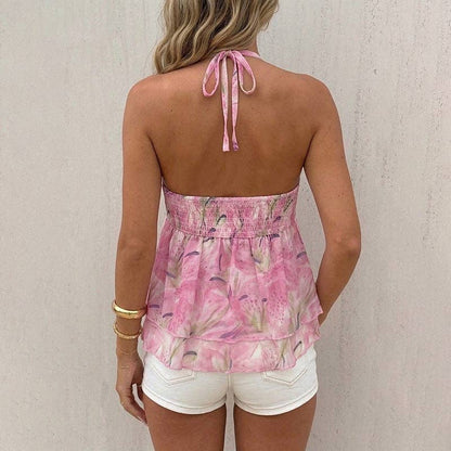 Pink Floral Halter Top
