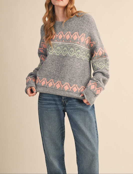 Geometric Knit Pullover Sweater - - MaeSor Boutique