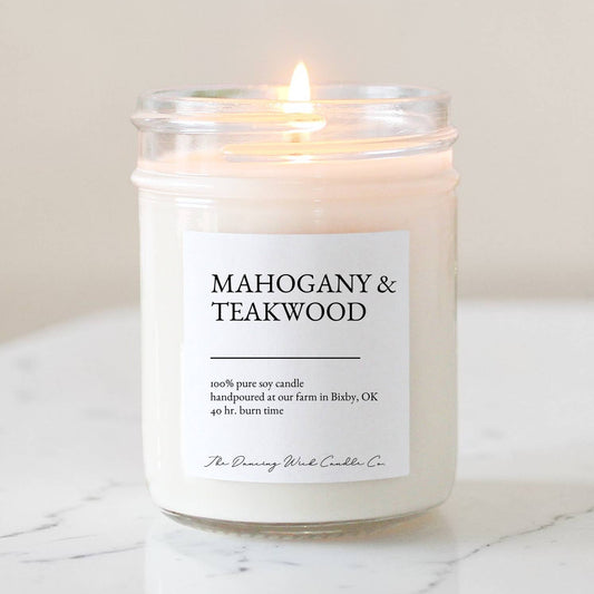 Mahogany & Teakwood Soy Candle | Dark Woods & Musk - - MaeSor Boutique