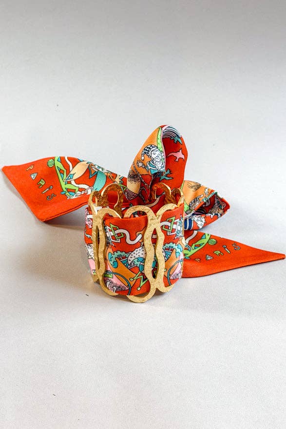 Beth Scarf Cuff Bracelet With Scarf - Beth Orange - MaeSor Boutique