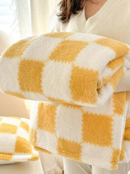 Home Coral Color Block Fleece Soft Blanket SKABL4090 - - MaeSor Boutique