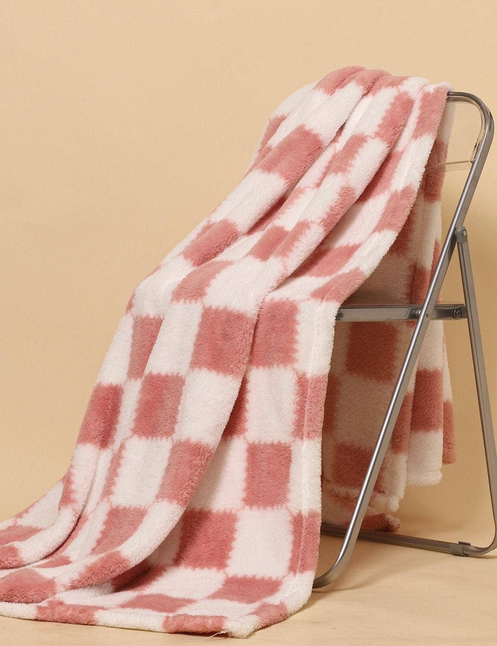 Home Coral Color Block Fleece Soft Blanket SKABL4090 - - MaeSor Boutique