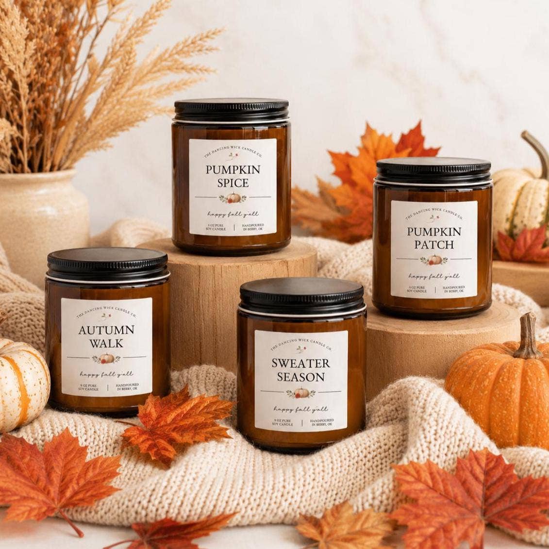 Fall Amber Jar Soy Candle - Choose Your Scent - - MaeSor Boutique