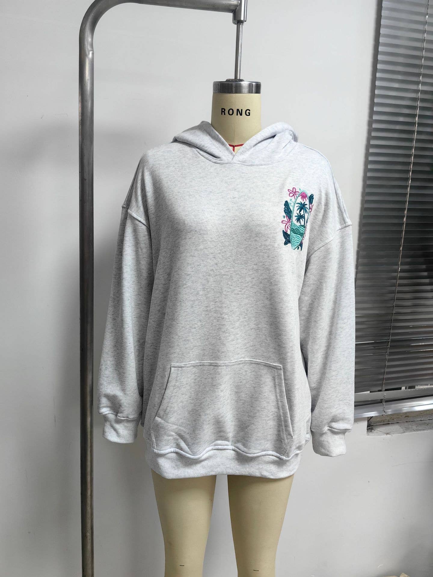 Surfboard & sunset Embroidered Fleece Oversized Hoodie - - MaeSor Boutique