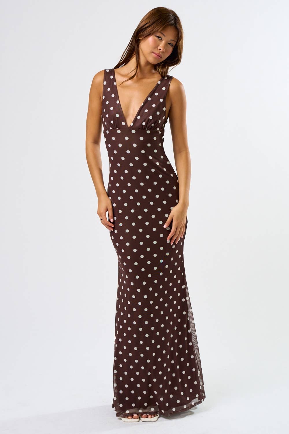 CHIC MESH POLKA DOT MAXI DRESS