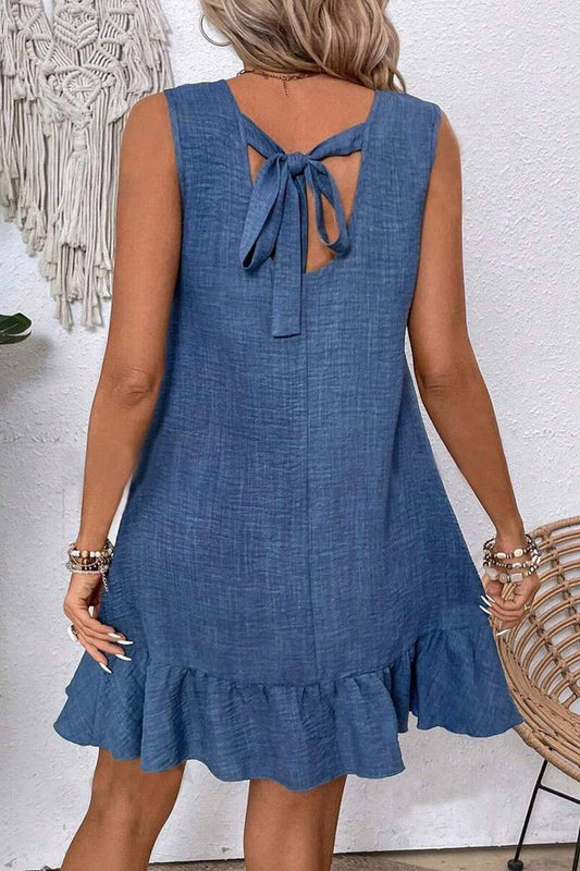 Ruffled Sleeveless Casual Tank Dress - - MaeSor Boutique