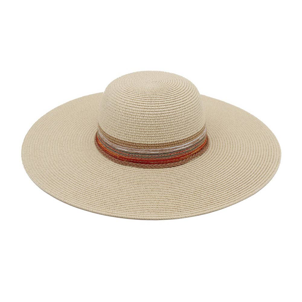 Multiple Stripes Wide Brim Straw Hat
