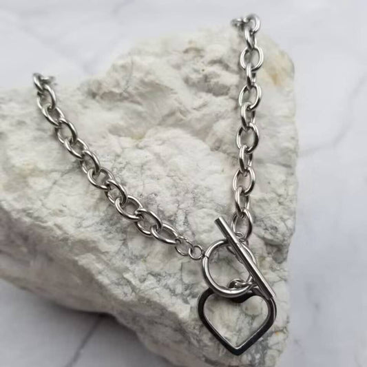 Handmade Chain Toggle Heart Necklace - - MaeSor Boutique