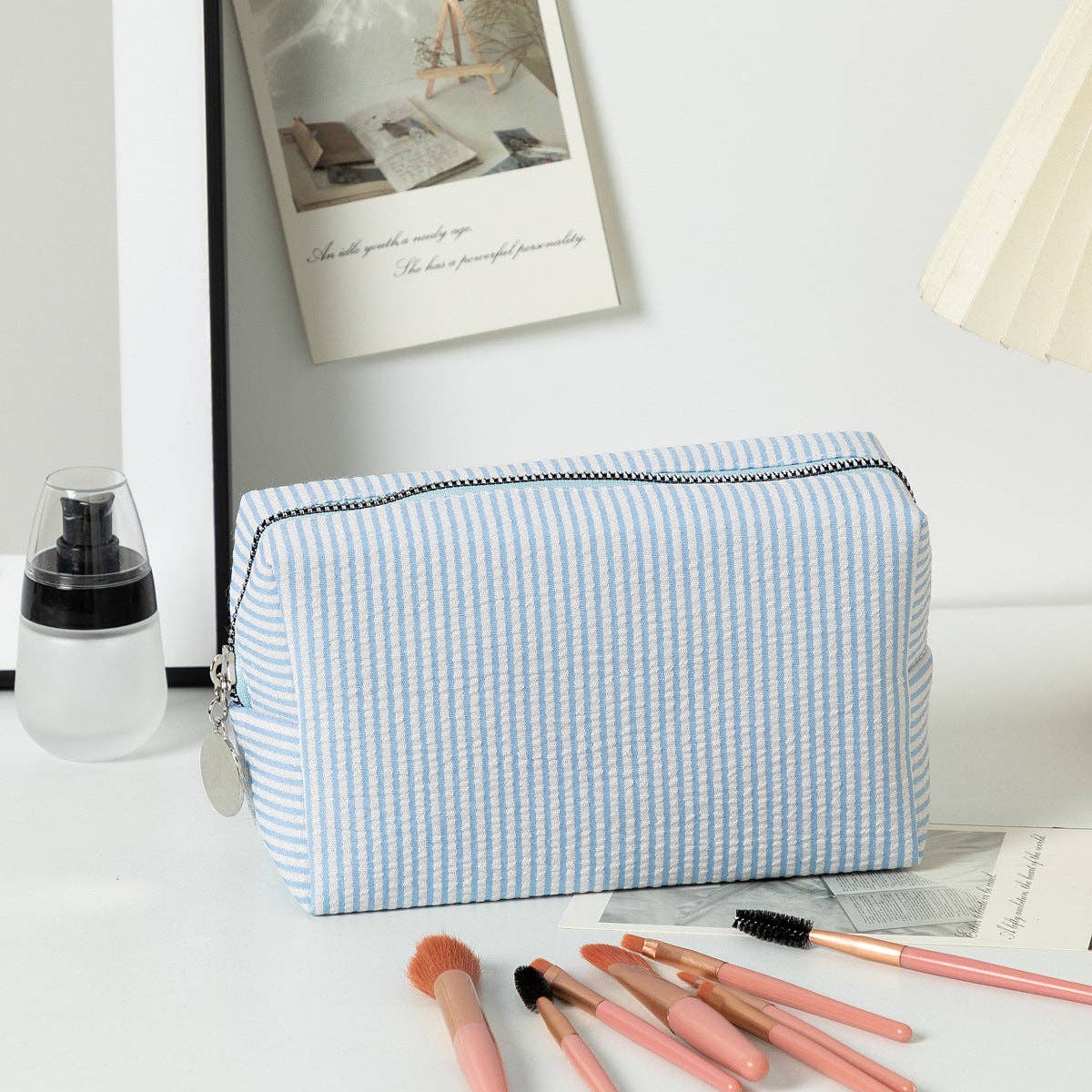 Color Block Striped Travel Cosmetic Bag