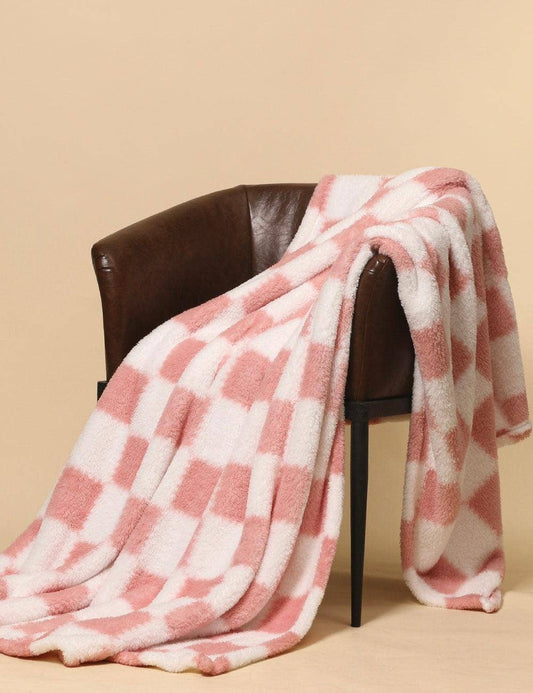 Home Coral Color Block Fleece Soft Blanket SKABL4090 - - MaeSor Boutique