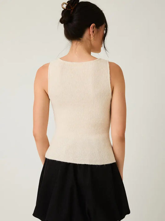 Boat Neck Tank Knit Top - - MaeSor Boutique