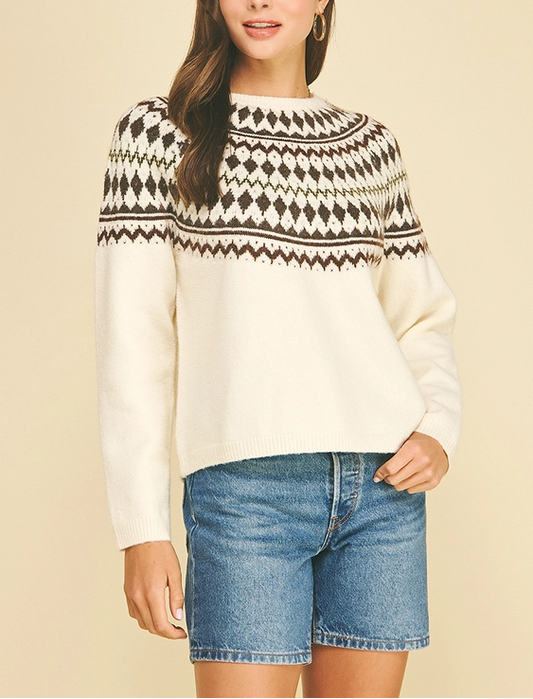 Chalet Muse Nordic Pattern Knit Sweater - Geometric - MaeSor Boutique