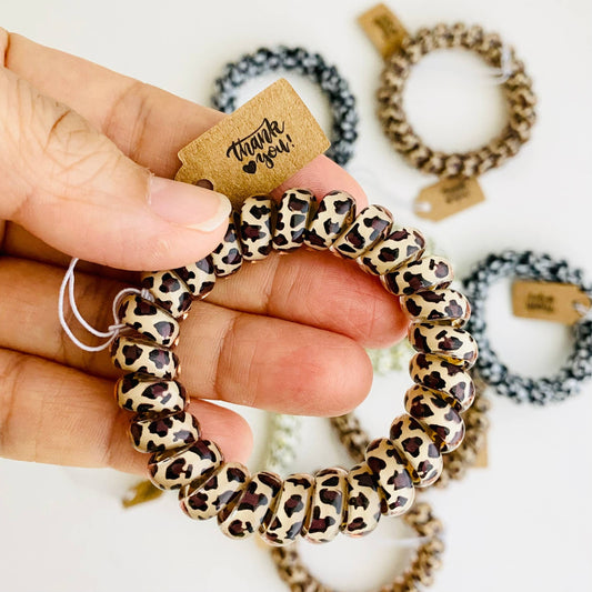 Leopard Print Telephone Cord Hair Coils