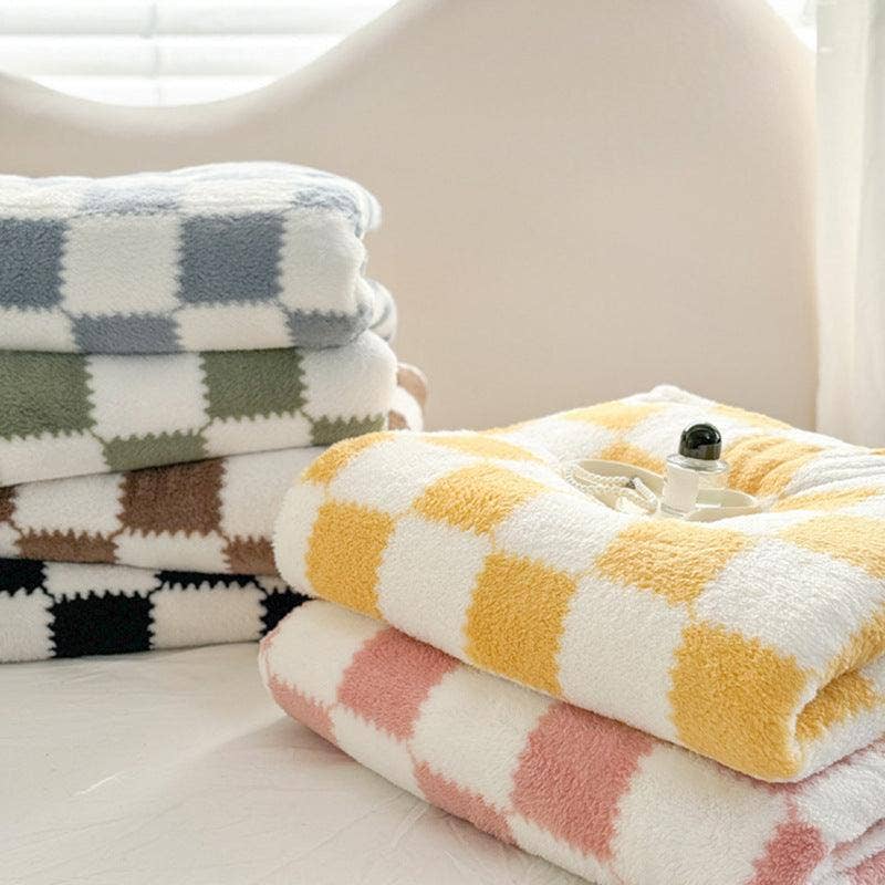 Home Coral Color Block Fleece Soft Blanket SKABL4090 - - MaeSor Boutique