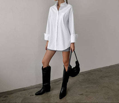 WHITE LAPEL COLLAR BOTTON DOWN FIT DAILY SHIRT