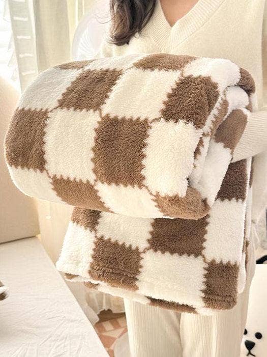 Home Coral Color Block Fleece Soft Blanket SKABL4090 - - MaeSor Boutique
