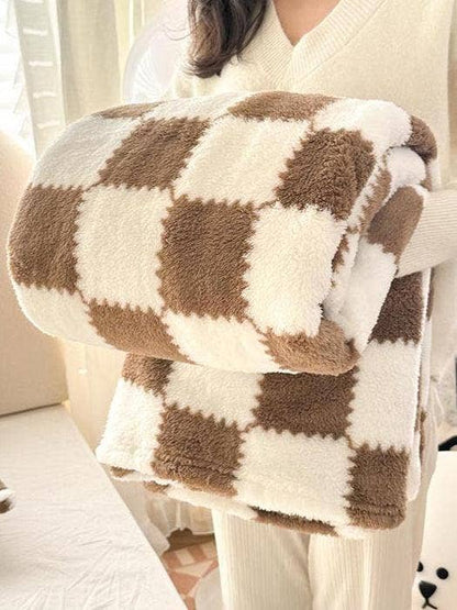 Home Coral Color Block Fleece Soft Blanket SKABL4090 - - MaeSor Boutique