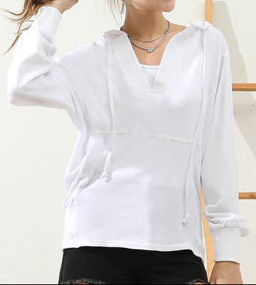 Lightweight Pullover Hoodie Sweatshirt - Off White - MaeSor Boutique