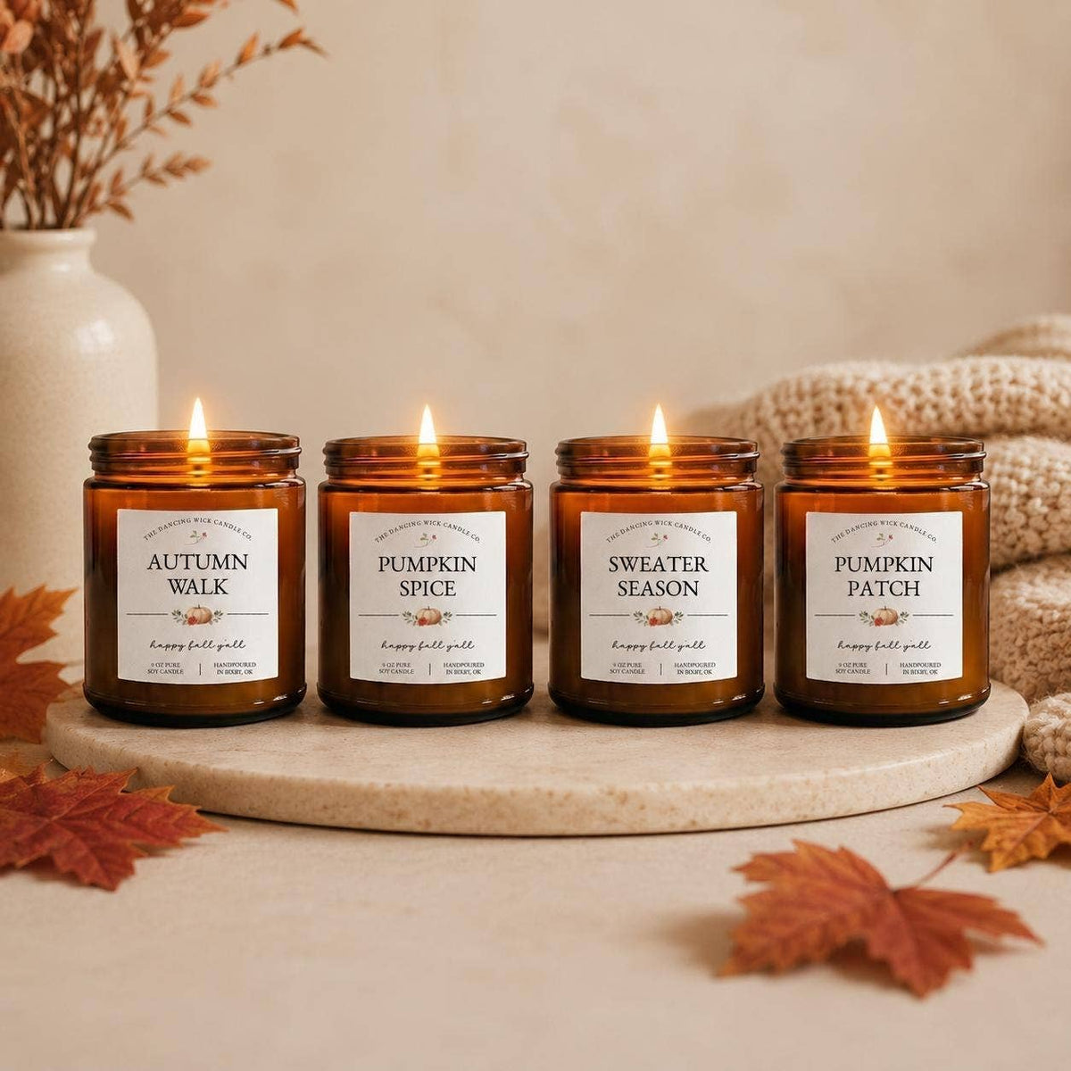 Fall Amber Jar Soy Candle - Choose Your Scent - - MaeSor Boutique