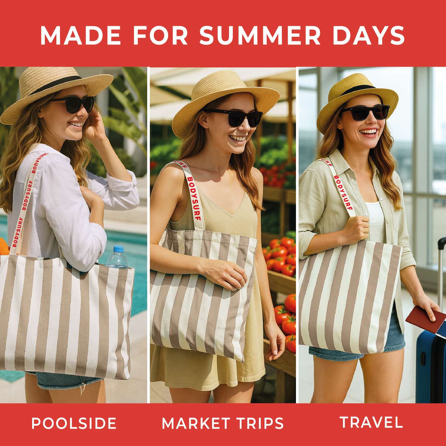 Organic Cotton Canvas Tote Bag with Aesthetic Striped Design - - MaeSor Boutique