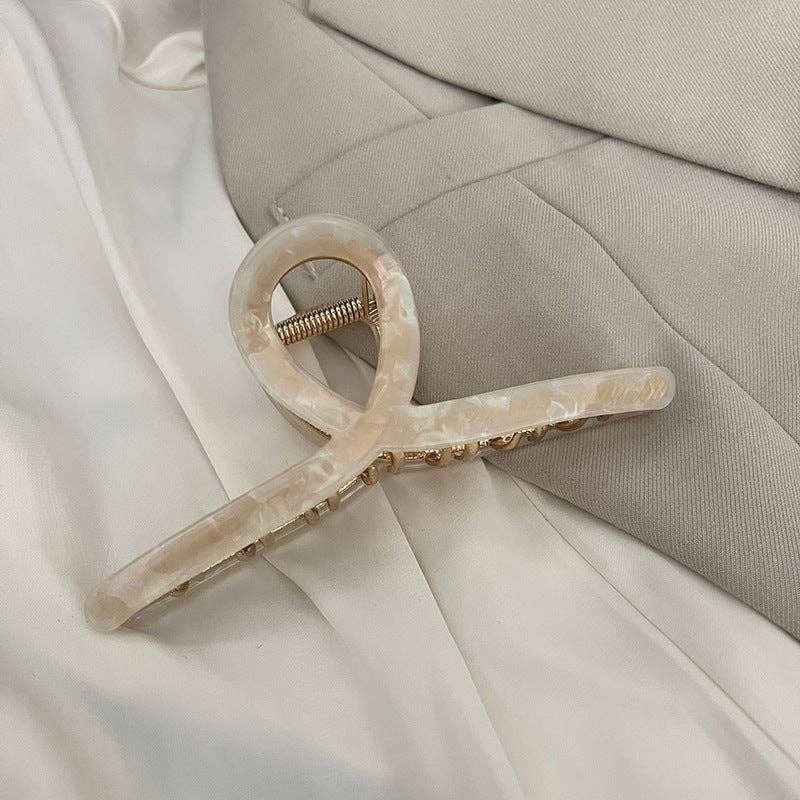 Large Cross Simple Metal Hair Claws - White - MaeSor Boutique