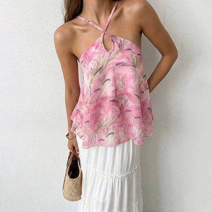 Pink Floral Halter Top