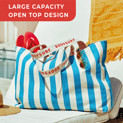 Organic Cotton Canvas Tote Bag with Aesthetic Striped Design - - MaeSor Boutique