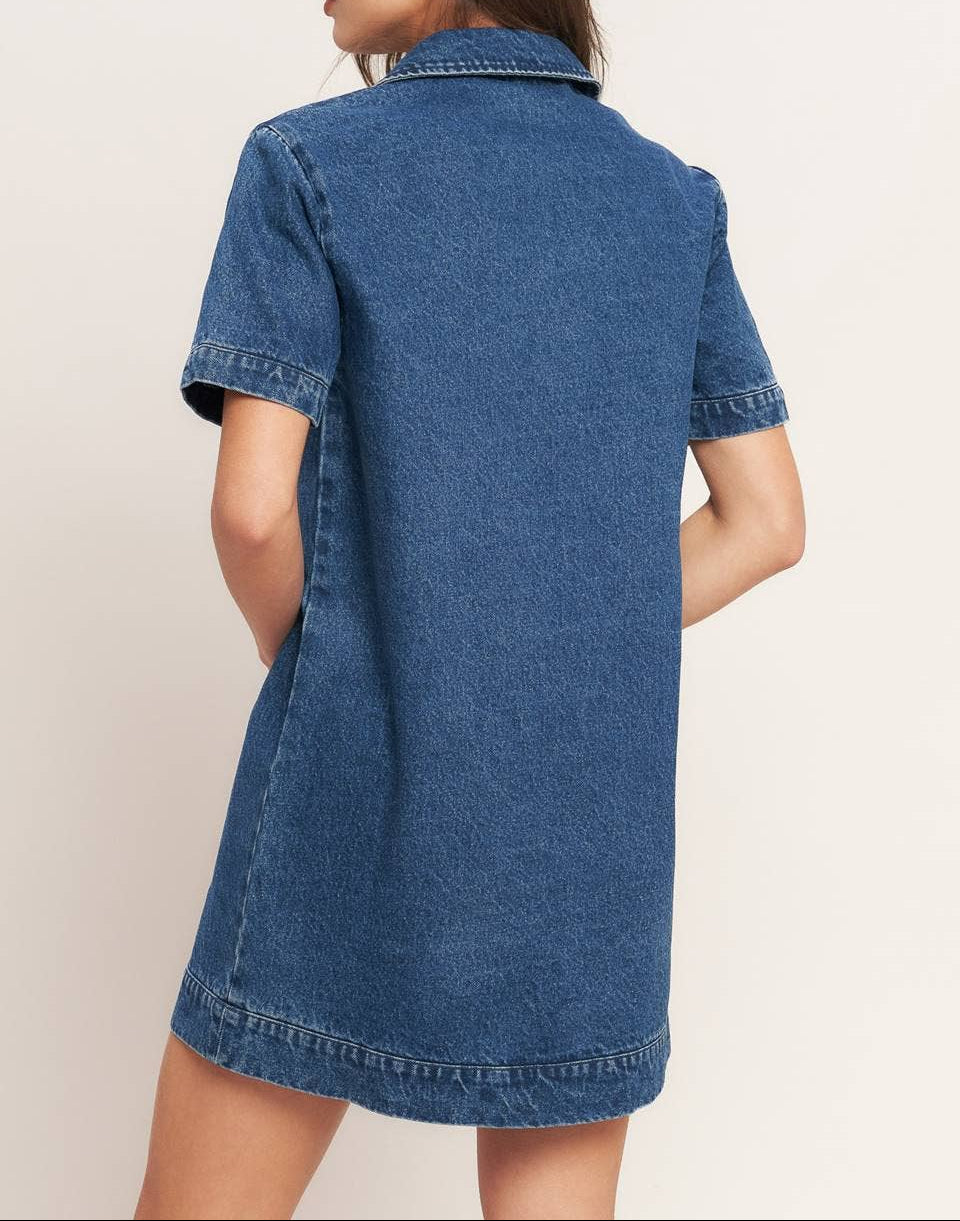 Washed Denim Mini Dress - - MaeSor Boutique